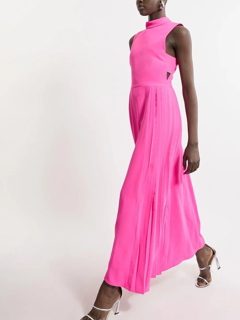 Karen Millen Soft Tailored Pleated Panel Midaxi Dress Pink • 12